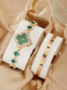 Women's Elegant Quartz Watch, Analog Display, Zinc Alloy Material, Fashionable All-Season Accessory, Includes Batteries