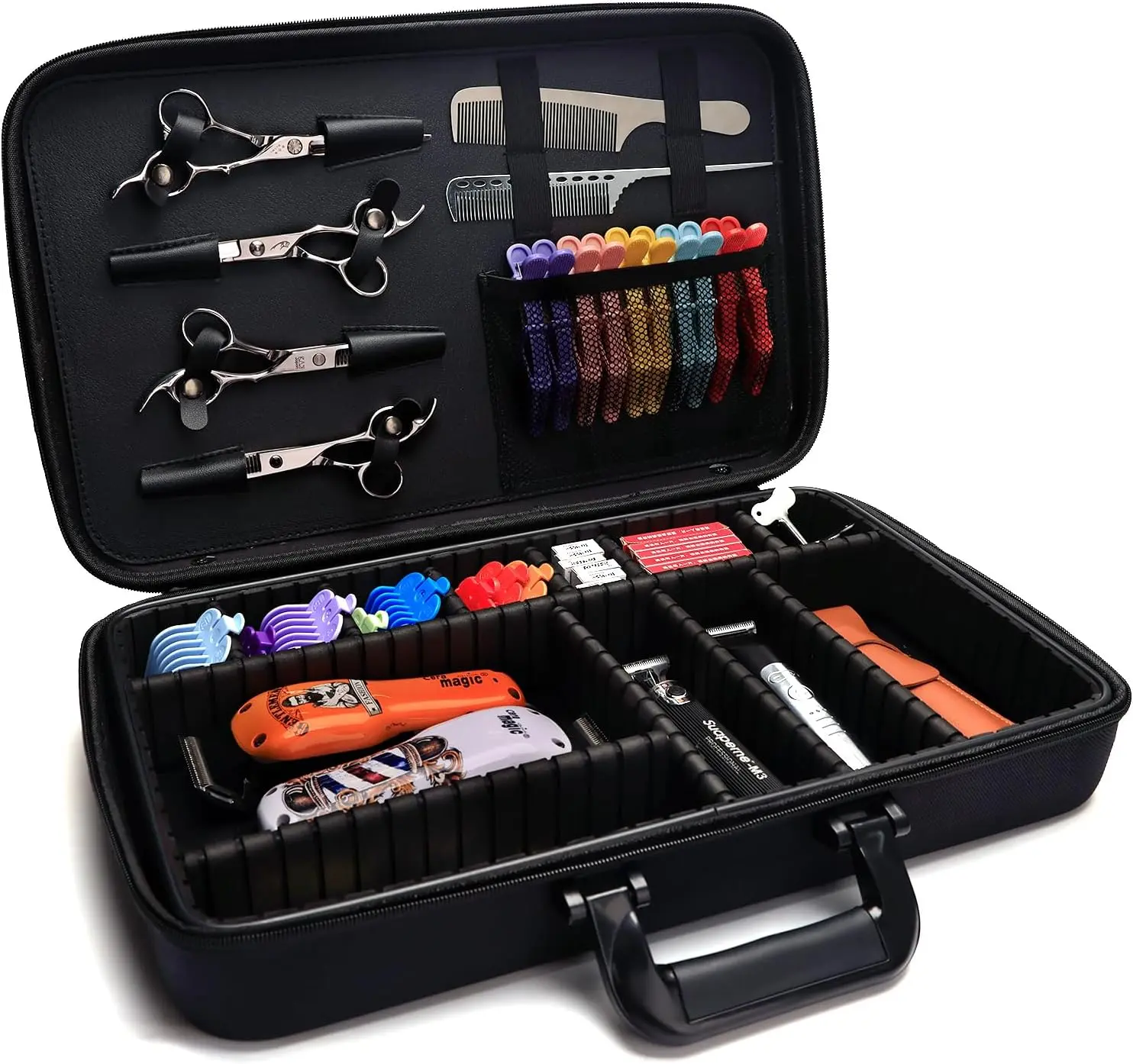 Barber Carrying Case,Barber Case, Stylist Tool Box Professional Salon Hair Cutting Grooming Kit Storage Organizer for Clippers, Scissors, Barber Supplies(Large) Gift Portable Display Haircare