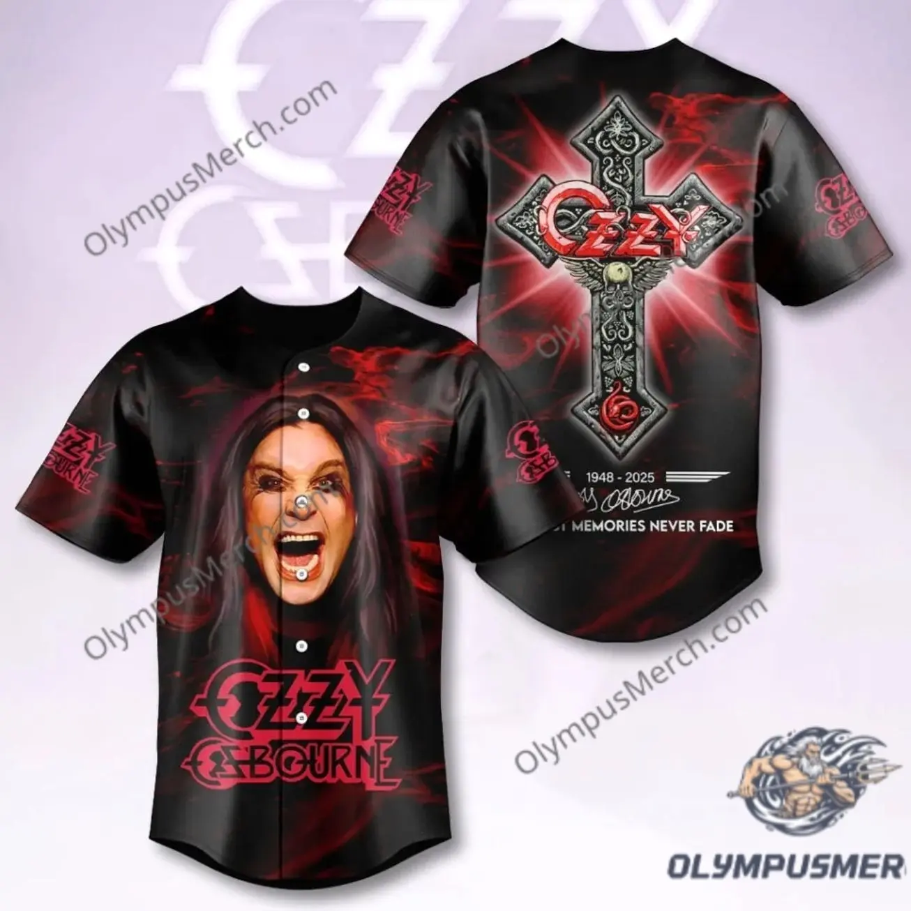 Ozzy Osbourne Legacy 1948-2025 Tribute Baseball Jersey AQ0