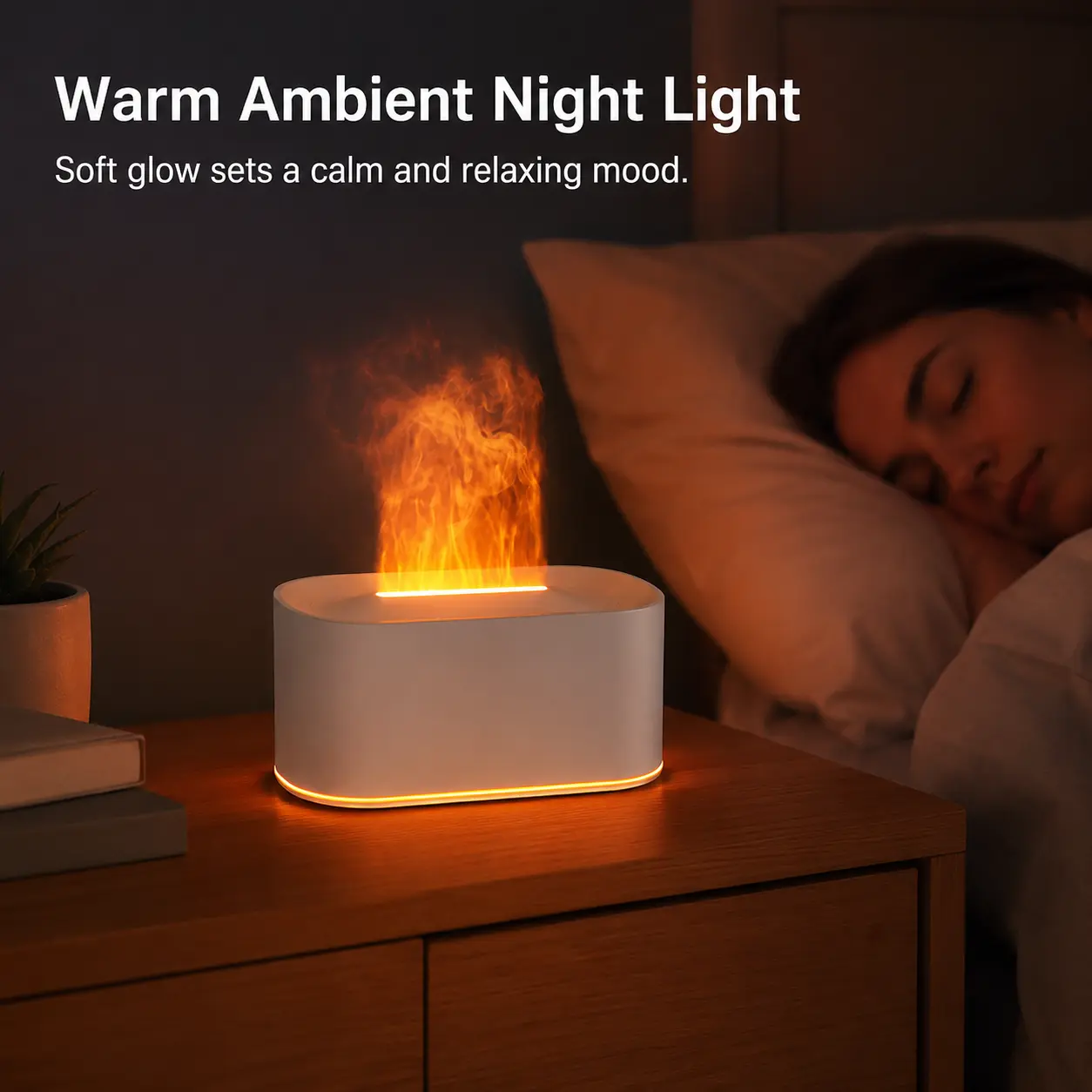 Flame Aroma Diffuser Humidifier – LED Flame Effect Essential Oil Diffuser with Mist for Home & Office Decor