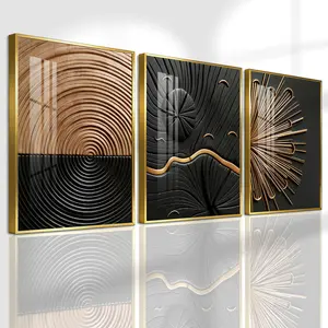 3 Count Aluminum Alloy Frame Canvas, Fashion Poster, Modern Abstract Design, Abstract Geometric Lines Art, Modern Living Room Decoration, Light Luxury Family Art, Suitable For Bedroom, Corridor And Office Wall Decor, Gift