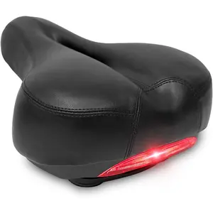 Wide  Seat with Taillight for Men Women, Comfortable  Saddle with Rear Light, Shock Absorbing,   Saddle Replacement for Mountain, Road, Touring & Cruiser s, Black