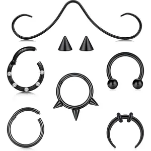 Septum Rings Septum Jewelry 16g 18g Septum Ring Septum Piercing 20g Horseshoe Earring Hoop Lip Ring Silver Black Gold