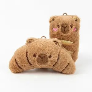 Adorable Plush Bread Fridge Magnets (2-Pack), Capybara Croissant & Baguette Decor, Strong Magnetic Cute Decor for Kitchen