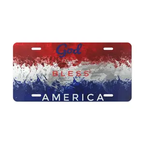 God Bless America License Plate - 100% Aluminum, Premium Clear Stainless Steel Frame, Ultra Slim 0.1cm, Waterproof, Universal Fit for US Plates, 12x6 inch