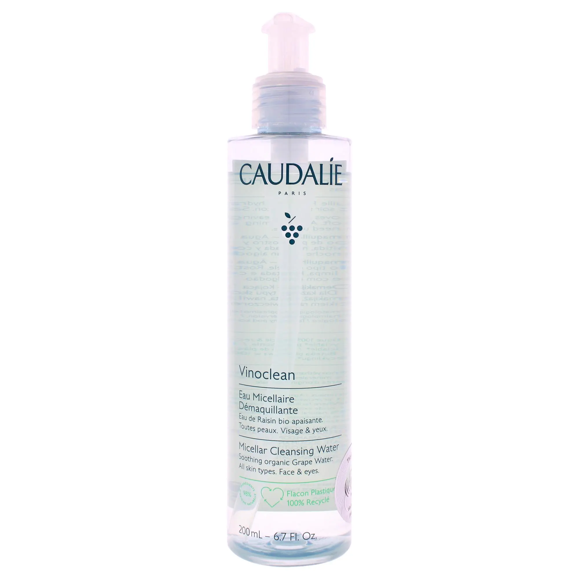 Vinoclean Micellar Cleansing Water by Caudalie for Women - 6.7 oz Cleanser