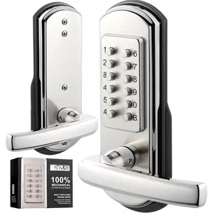 Keypad Door Lock, Keyless Entry Door Lock Mechanical Lock with Keypad, Combination Code Locks with Handle, Right Handed Door Lever, Stainless Steel 304 - NOT a Deadbolt