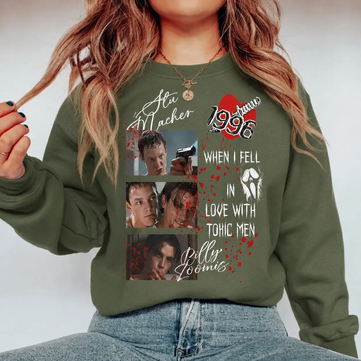 Stu Macher Billy Loomis Sweatshirt, When I Fell in Love With Toxic Men Shirt, 90s Horror Movie Graphic Crewneck, Halloween Slasher Fan Gift, Graphic Tops
