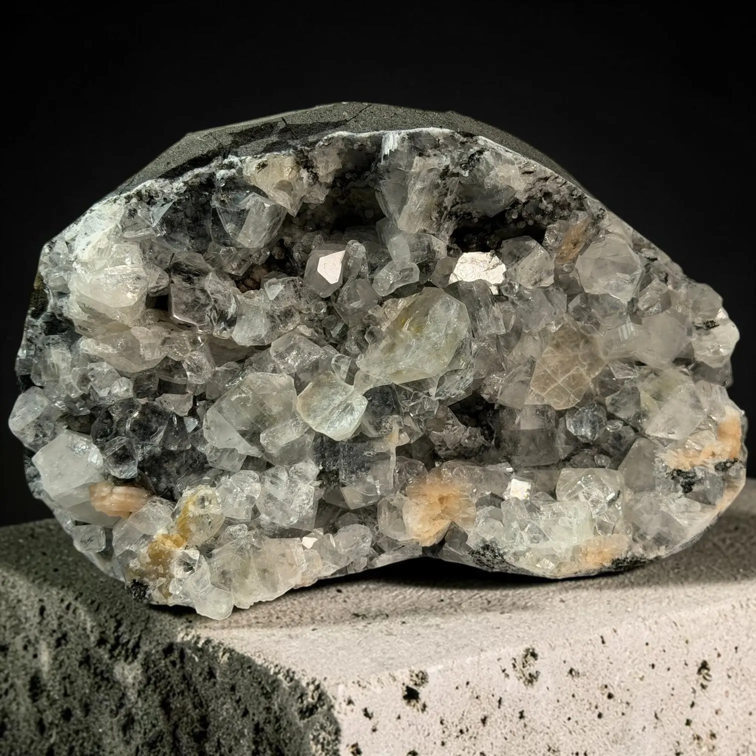 Black Chalcedony with Apophyllite & Stilbite Mineral Specimen