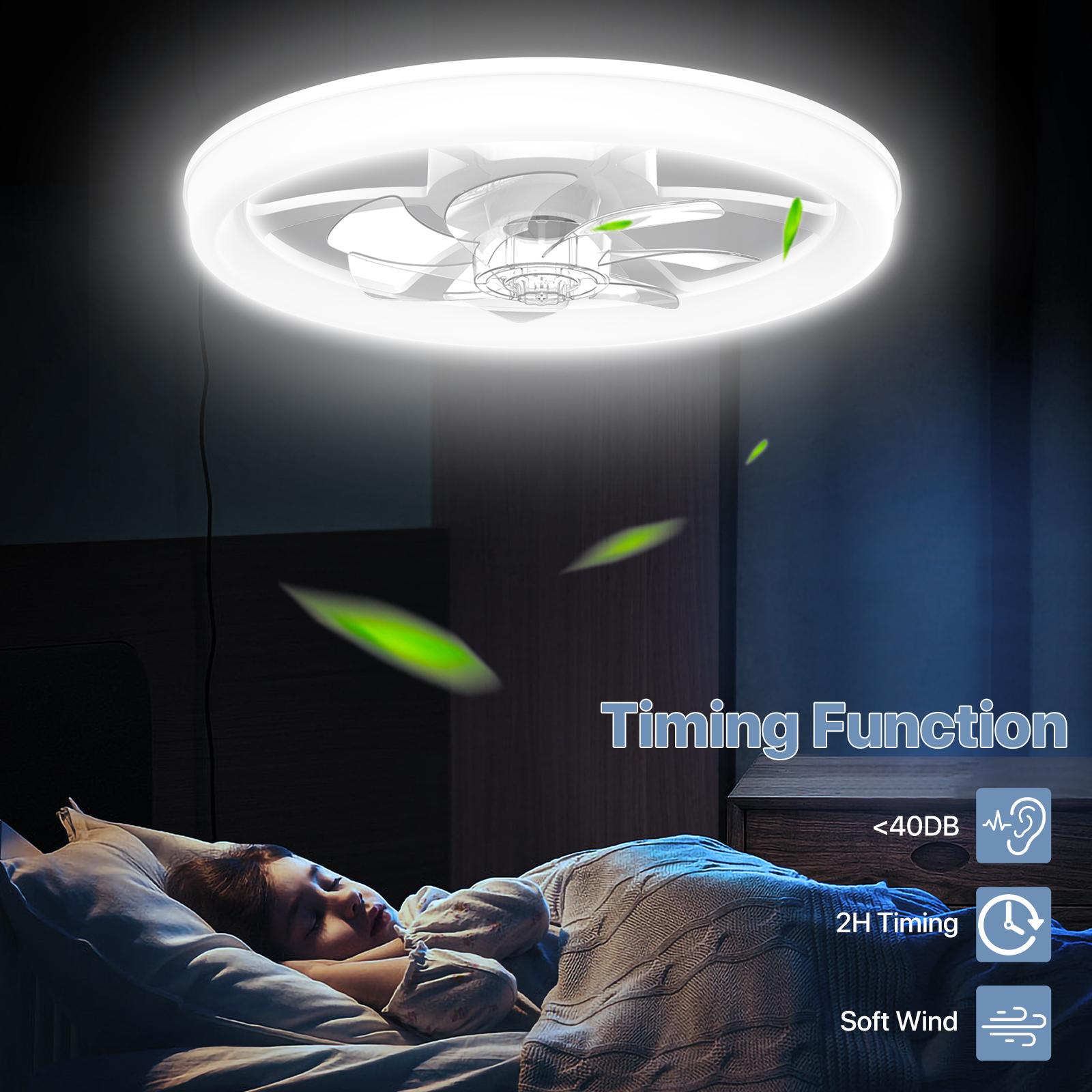 GALENTAL Dimmable Modern LED Fan Light, Ceiling Fan With Light Remote, 3 LED Color Temperature, 6 Speed Noiseless AC Motor, Timer Setting,Adjustable Brightness,White Fandelier Ceiling Fans for Bedroom,Dining room, Living room, Study, Valentine's Day