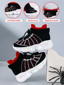 New Children's and Teenagers' Infant Casual Fashion Shockproof Wear-resistant Cool Glowing LED Light Sole Lightweight Breathable Low-top Mesh with Quick Lacing Outdoor Indoor Walking Running Learning Step Sports Leisure Running Shoes