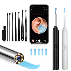 Ear cleaner for all mobile phones, visual earwax remover, earwax removal tool with light and camera, including 5 silicone ear spoon replacement sets, wireless earwax cleaning tool