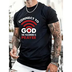 Comfortable Summer Casual Men's Graphic Round Neck T-Shirt Featuring Inspirational Slogan