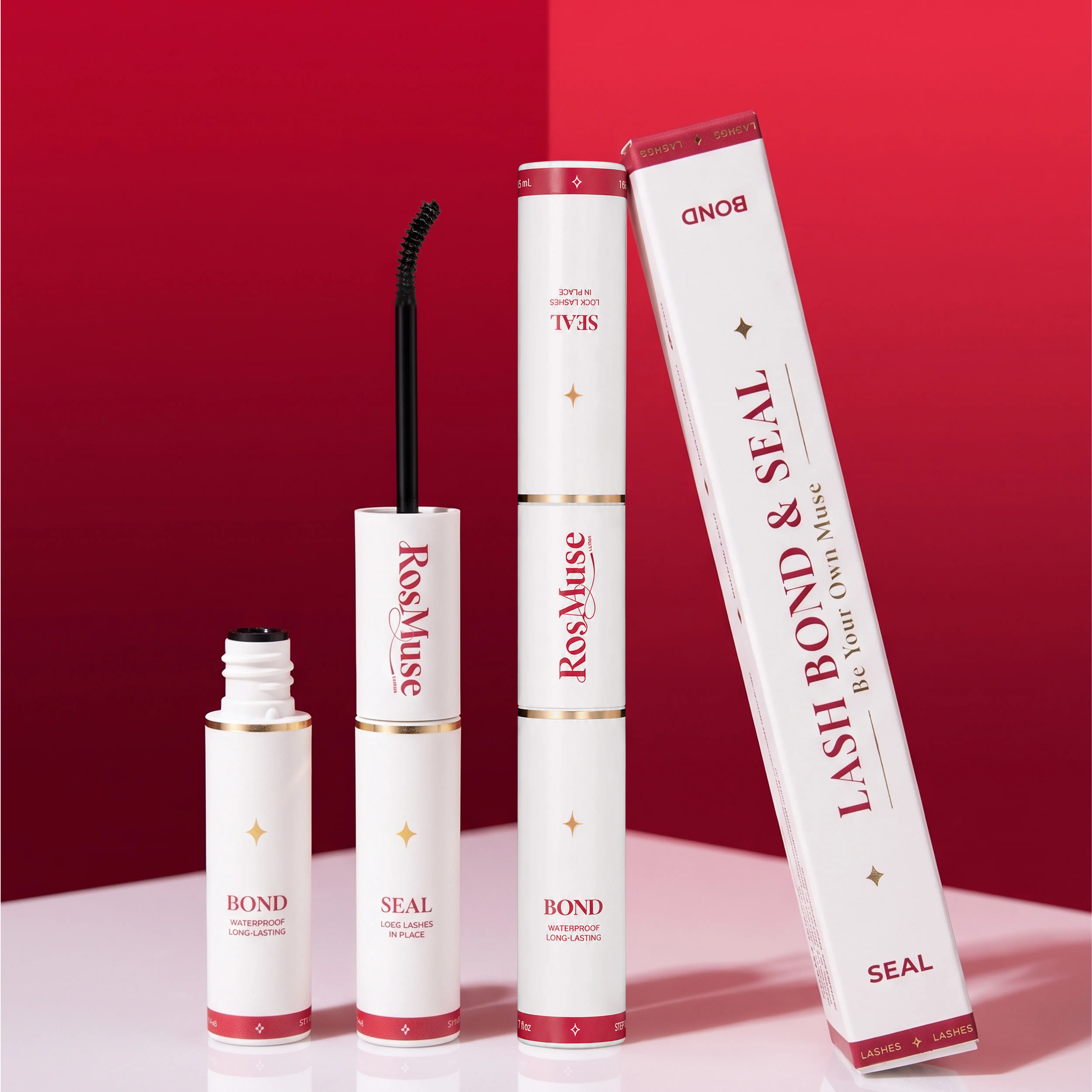 Rosmuse Lash Bond and Seal Kit for Eyelash Clusters, Waterproof & Latex-Free Eyelash Glue, Strong Hold DIY Lash Extension Adhesive, Long-Lasting False Lash Application with Remover