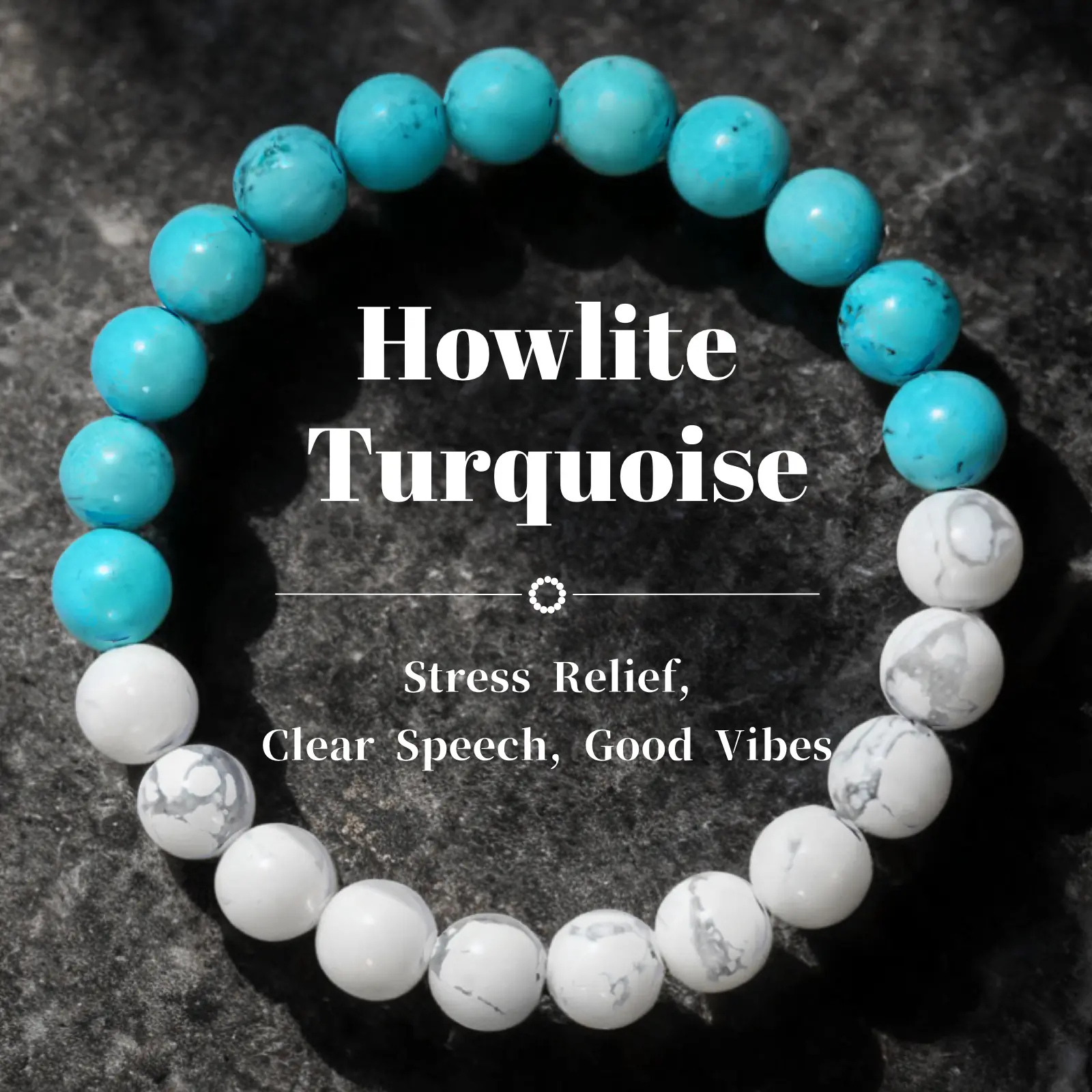 Natural Howlite-Turquoise Gemstone Bracelet - Stress Relief, Emotional Balance, Calming Energy Protection Costume Jewelry for Men and Women