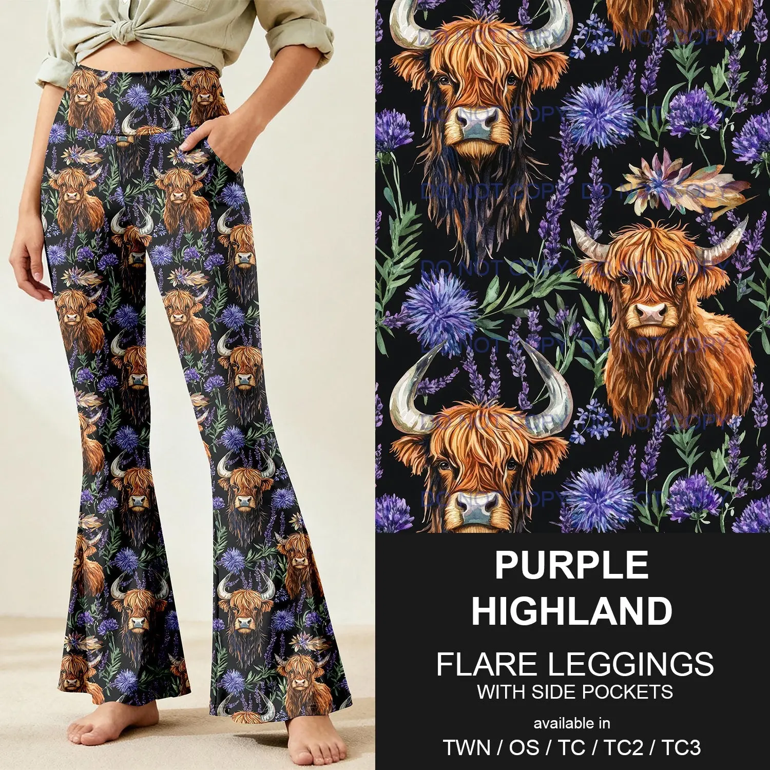 B259 - Preorder Purple Highland Flare Leggings (Closes 11/07. ETA: mid Jan.)
