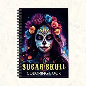 1 Pc Day of The Dead Coloring Book for Adults: Perfect Halloween Gift with 16 Stress-Relieving Sugar Skull Designs | Spiral Bound, Printed Single-Sided for Creative Expression
