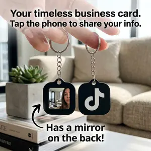 2 in 1 TikTok NFC Keychain with mirror - Smart business card -  Phone Sharing & Quick Links - Tap-to-Share Technology - Works with iPhone & Android - Rewritable NFC Chip - Compact Design - Perfect for Digital Business Cards & Social Media Sharing