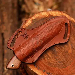 Leather  Sheath, 4 to 6 inches Skinner , Pancake Sheath,  Real Leather (Brown)