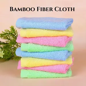 10 Counts Bamboo Pulp Fiber Cleaning Towels, Lint-Free Streak-Free Cleaning Cloths，Bamboo Pulp Fiber Cleaning Towels，Glass cleaning, household, random colors, Practical for Dishes Cleaning，Practical for Dishes Cleaning，Easy to Clean