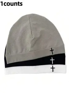 Y2K Embroidered Cross Baker Boy Hat, Unisex Sporty Outdoor Running Cap, Breathable Elastic Material, Fashion Casual Style, Fitted Style, Adjustable Cap
