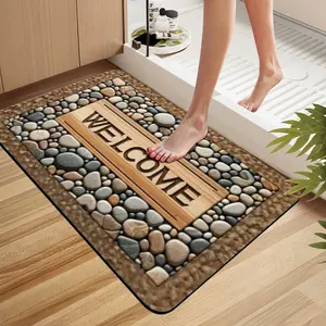 2D Printing Welcome Home Non Slip Doormat Design Farmhouse Decor All Season Use  Natural Style Entrance Rug Texture Home Entry Mat Indoor Outdoor Use Cozy  Bath Absorbent Decorative