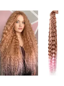 Deep Wave Bulk Hair Extensions, 30 Inch Wet Look Wavy Synthetic Hair, 120g High Quality Braiding Hair, Bohemian Braid Style, Synthetic Curly Hair