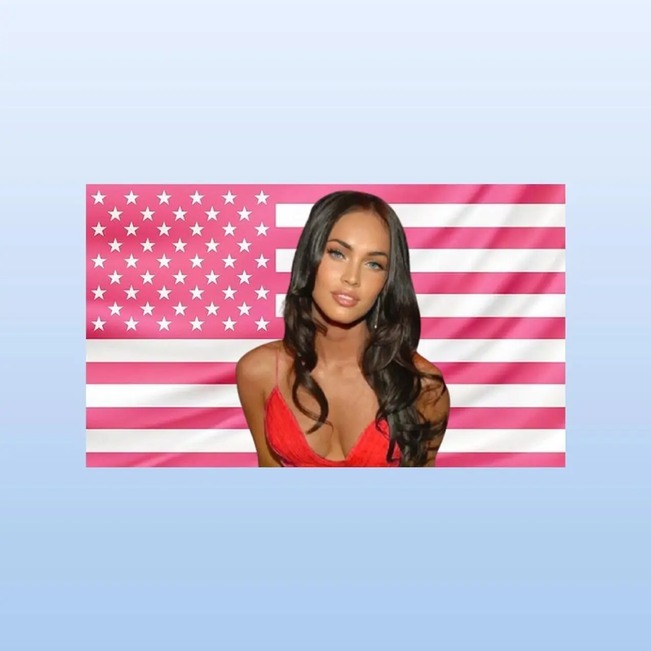 Megan Fox Pink American Flag Tapestry – Actress Wall Art | Celebrity Fan Decor | Aesthetic Pink Flag | Movie Lover Gift