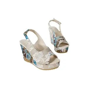Elegant Peep Toe Wedge Sandals with Floral Accents