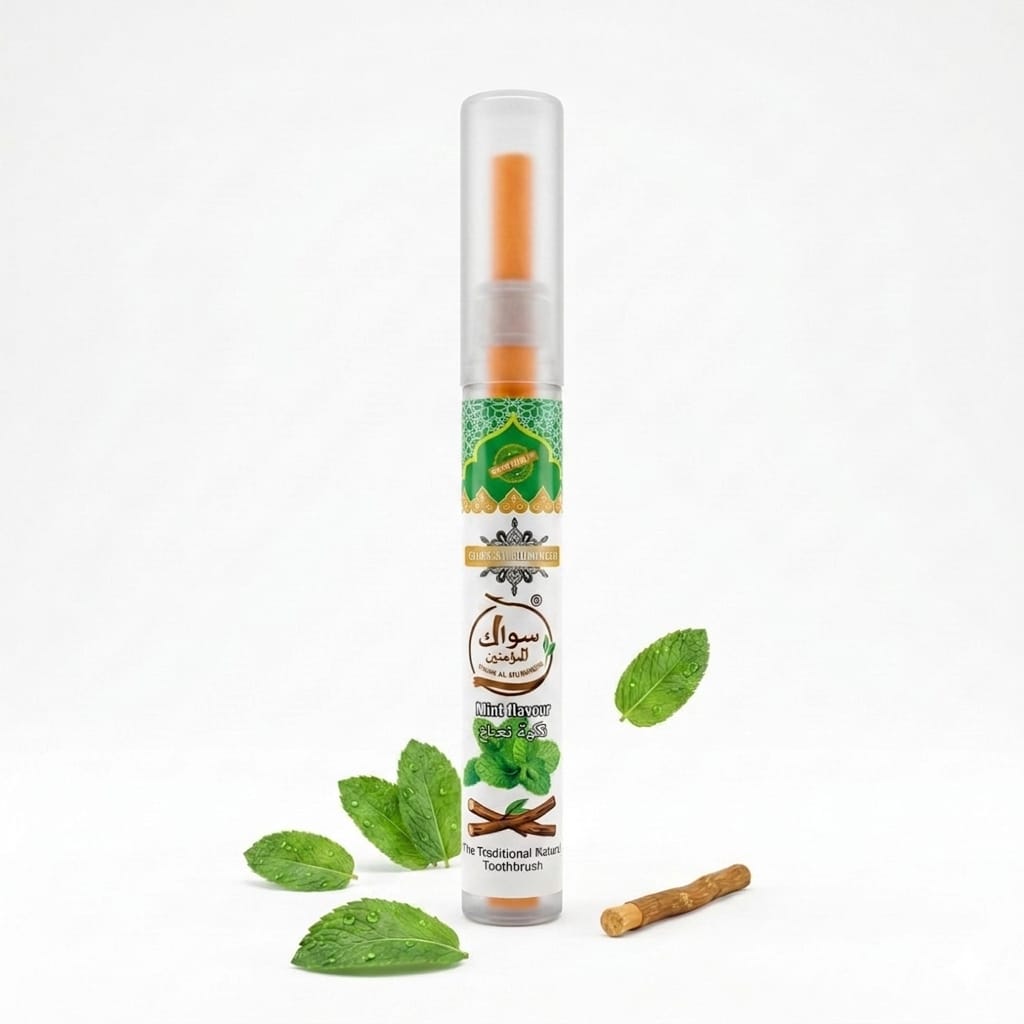 Mint Miswak Sticks with Holders – Vacuum Sealed Natural Toothbrush from Authentic Peelu Tree | Teeth Whitening, Gum Care & Fresh Breath | Antibacterial Oral Care Traditional Daily Toothpaste