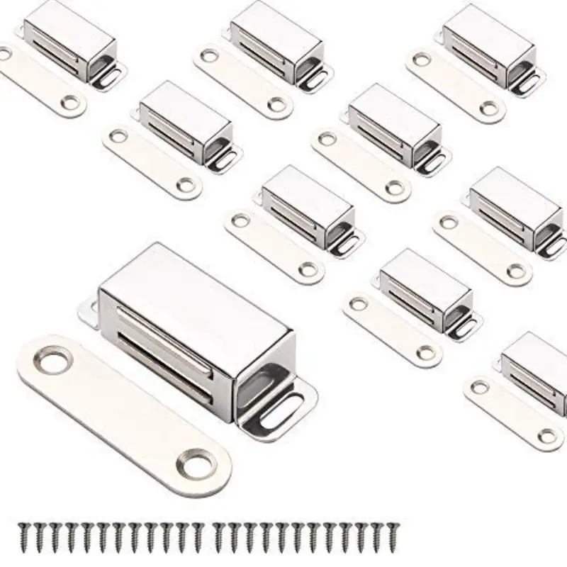 10pcs Magnetic Cabinet Magnets, Stainless Steel Door Catches, Ideal for Kitchen Bathroom Cabinets Wardrobes Closets Drawers