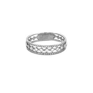 14K Gold Three Row Open Diamond Band