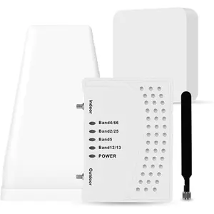 Cell Phone Booster for  & Multi-Room, Cell Phone Signal Booster with 2 Indoor Antennas for Band 66/2/4/5/12/17/13/25,Up to 6000 Sq.Ft,Boost 4G 5G LTE Data for  U.S. Carriers, FCC Approved