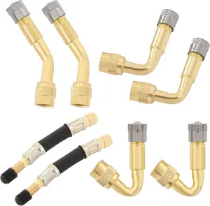 8 Pcs Valve Extender, 2 Pcs 3.93 Inch Hose Tire Valve Extender, 2 Each of 45°/90°/135° Angle Brass Extenders, Suitable for Cars, Bicycles, Motorcycles, Rvs, Trailers