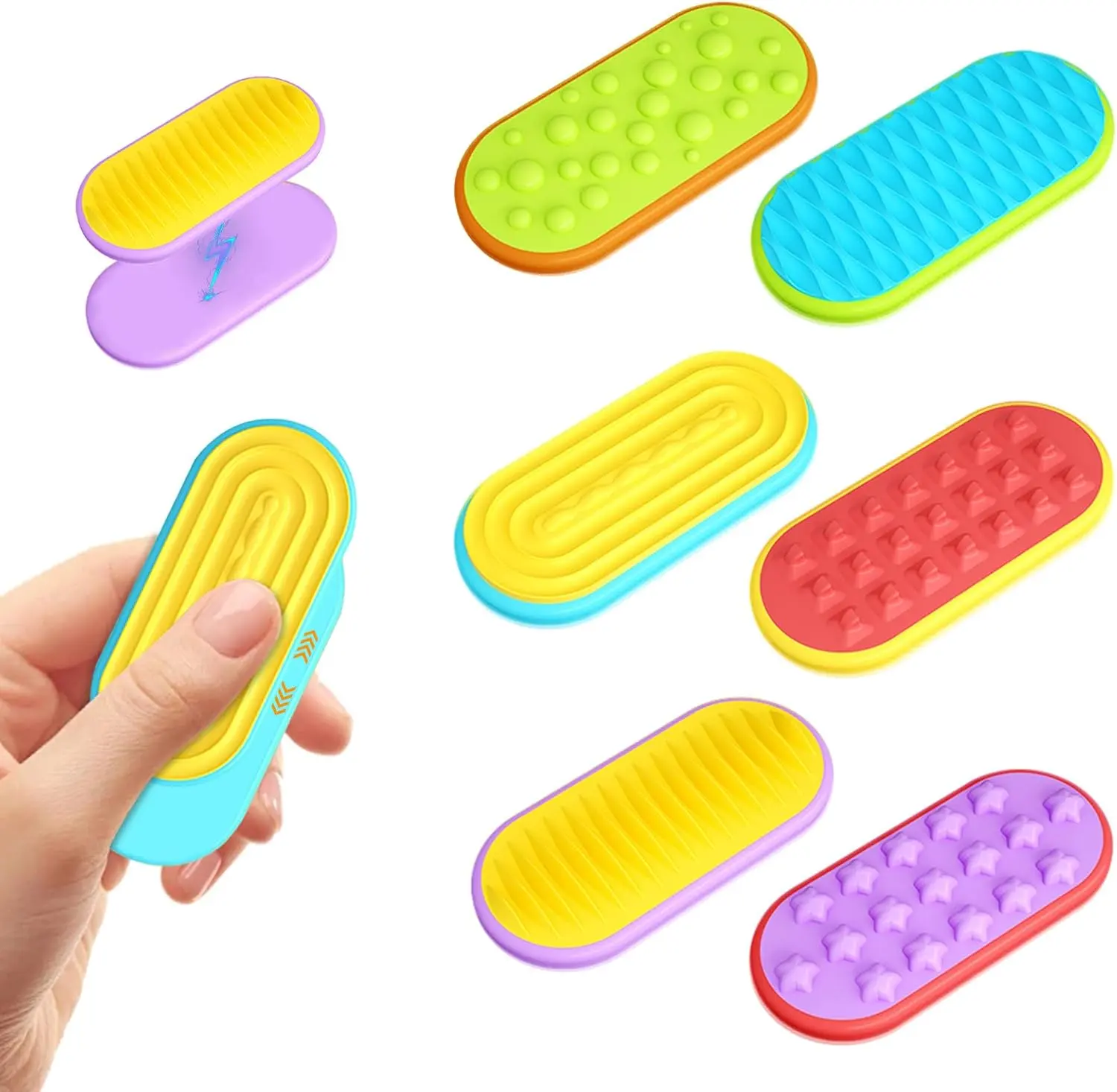 Sensory Fidget Magnetic Toys for Kids & Teens, 6 Pack Silicone Magnet Sliders Stress Fidgets for Autism, Anxiety, Office Desk / Travel / Classroom Must Haves Stress Relief Slider (Multicolor) pressure release sensory fidget toy squishy toy