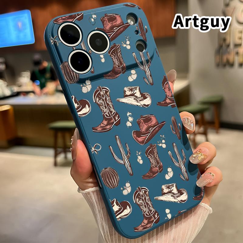 Compatible with  iPhone 17 Pro Max 16 Plus 15 14 13 12 11 Air XR E Soft Case Western Cowboy Elements Full Coverage Camera Protection Lightweight Softcase for Girl
