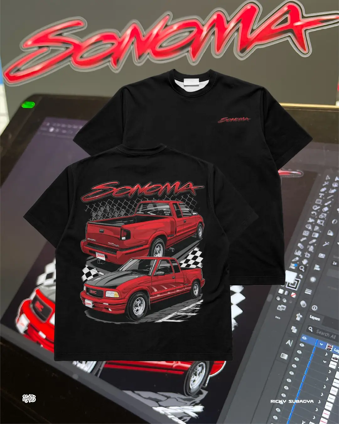 SONOMA TRUCK T-Shirt - Classic Muscle Car Graphic Tee for Fans, Black Short Sleeve Crewneck, 100% Cotton, Made in USA Tropical