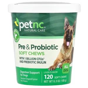 petnc NATURAL CARE Pre & Probiotic Soft Chews, All Dog, Liver, 120 Soft Chews, 6.3 oz (180 g)