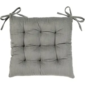 Corduroy Chair Cushion with Ties Ultra Soft Warm Floor Cushion for  Reading Nook Comfortable Square Seat Cushion for Adult 15.7"x15.7", Grey