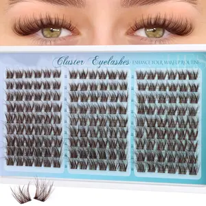 Brown Natural Fluttering Eyelash Clusters, Volume Cluster Lashes, Fluffy Lash Clusters, Anime Lashes, C Curl Individual Lash Extensions, DIY Home Use, Diy Volume Eyelashes, 10-16mm, 162 Pieces