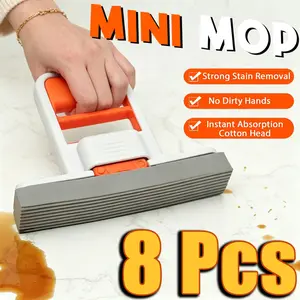 4/8‑Pack Portable Multifunctional Handheld Sponge Mop, Mini Desktop Wet‑Dry Sweeping Tool for Kitchen Backsplashes, Window Sills & Car Seats