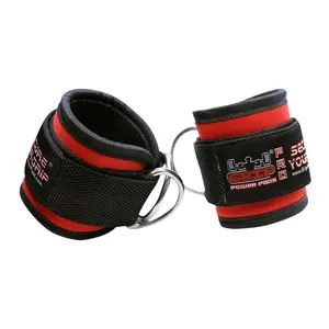 Red Ankle Straps for Cable Machines Double D-Ring Adjustable Neoprene Premium Cuffs to Enhance Legs, Abs & Glutes For Men & Women