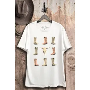 Boots & Longhorn Cowgirl Western Graphic Tee