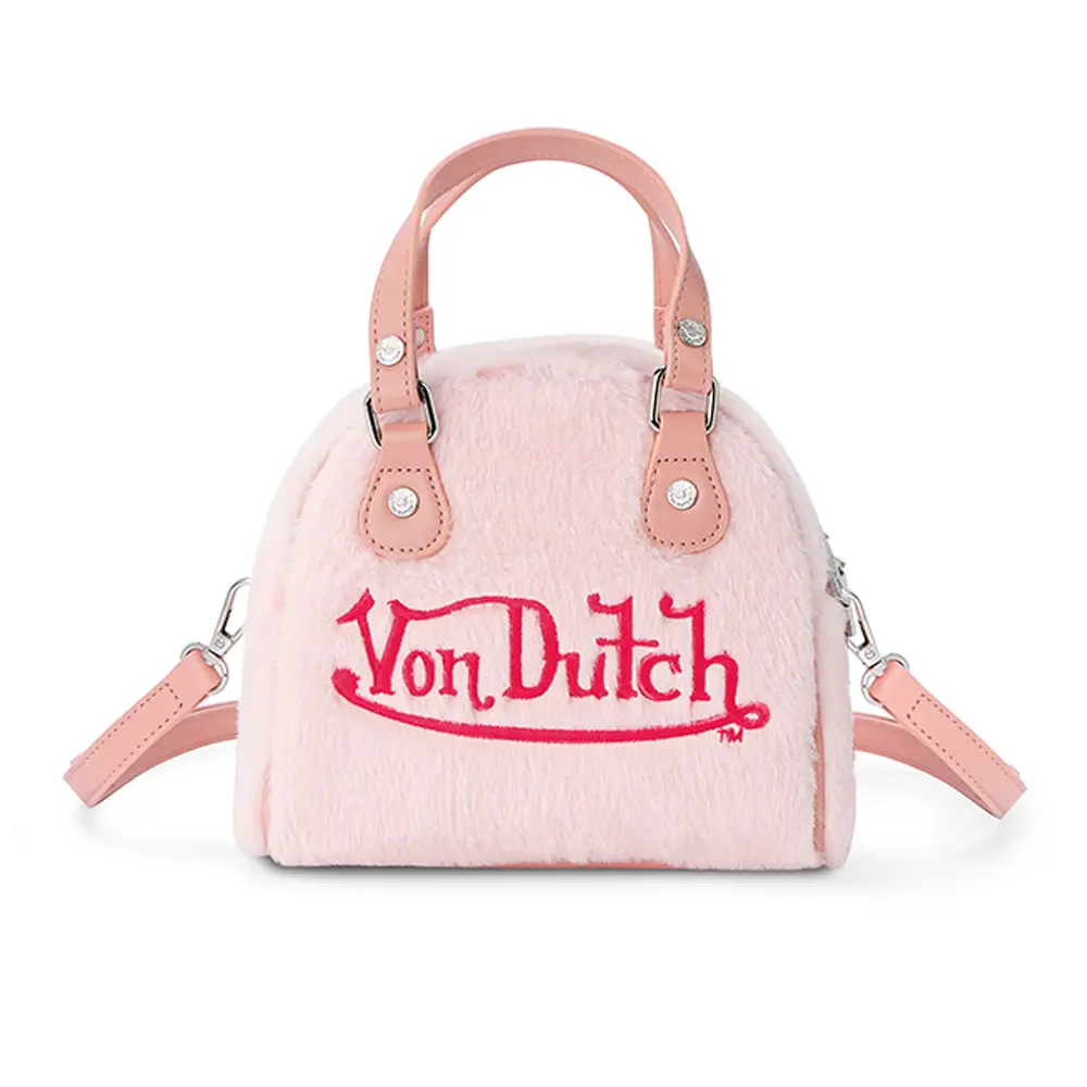 Von Dutch Light Pink Furry Bowling Bag