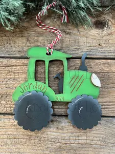 Tractor - hand painted christmas ornament- personalized child ornament