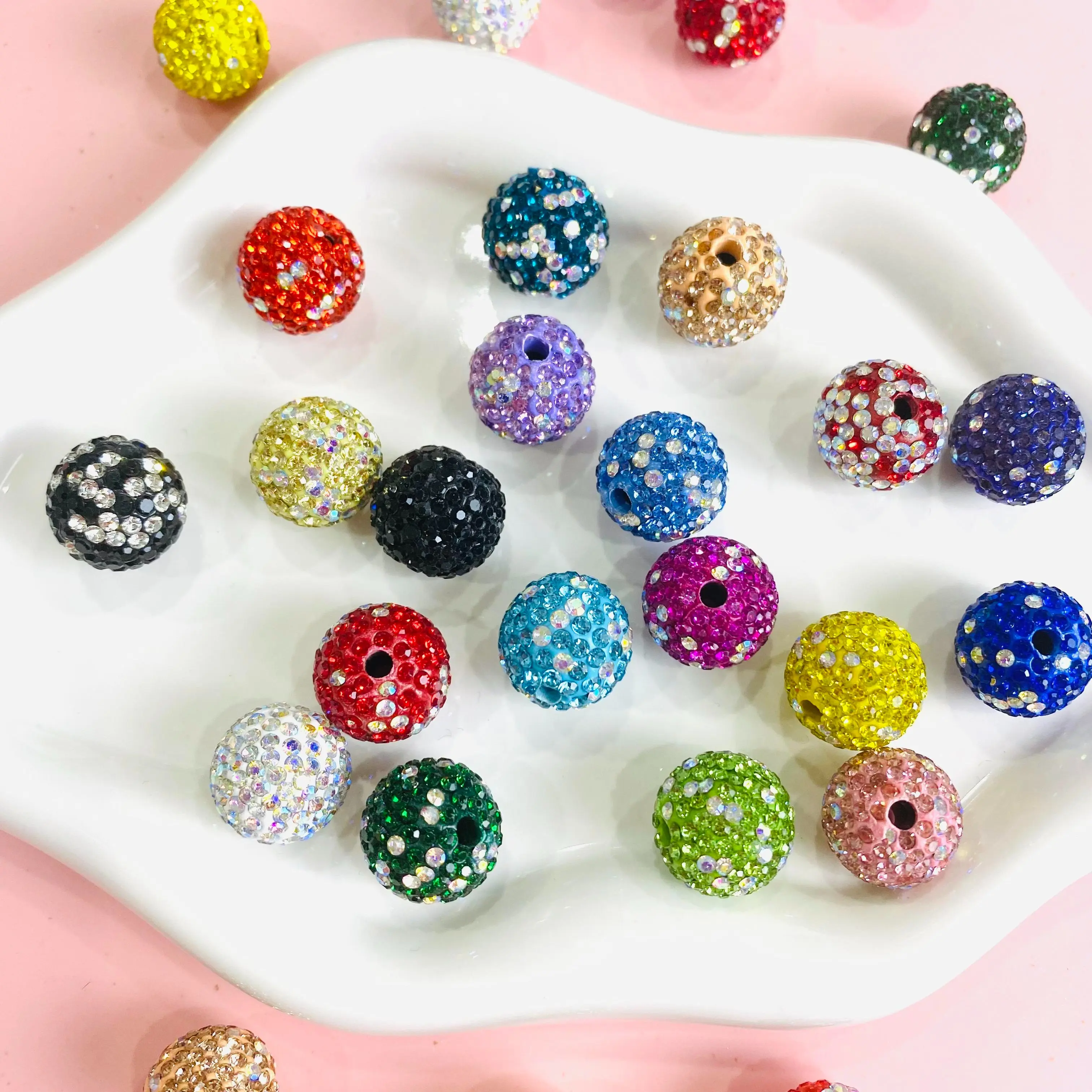 [Kingward] Gold Aesthetic Shining Beads - 20pcs 16mm Jewelry Making Supplies, Beads and Accessories, DIY Craft Embellishments for Beadable Pens, Keychains, Diy Beading, Jewelry Making Accessories, Beads Set, Bedazzling Ideas