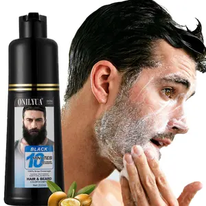 Beard Dye for Men, Beard Color & Hair Dye Shampoo 3-in-1, Beard Dye Black for Gray Coverage, Mens Beard Dye, Mens Hair Color Works in 10 Minutes, Simpler Hair Color for Men, Gentle on Facial Skin