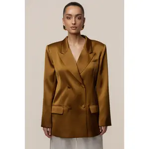 Bronze Lara Oversize Satin Blazer