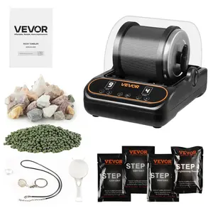【Summervibes】VEVOR Rock Tumbler, 2 lb Rock Polishing Machine, Rocks Tumbling Kit with 4-Speed Adjustment, 1–9 Day Timer, PC Sound Reduction Cover & TPU Drum, Direct Drive Motor Rocks Polishing, Quiet Operation