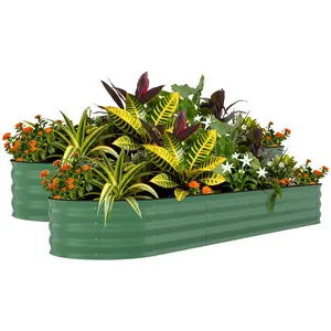 Gaomon 2-Pack 8x2x2ft Green Galvanized Raised Garden Beds, Outdoor Planter Boxes with Safe Edges, Rust-Resistant Durability, Open Bottom, Taller Sides, Easy Assembly for Vegetables & Flowers